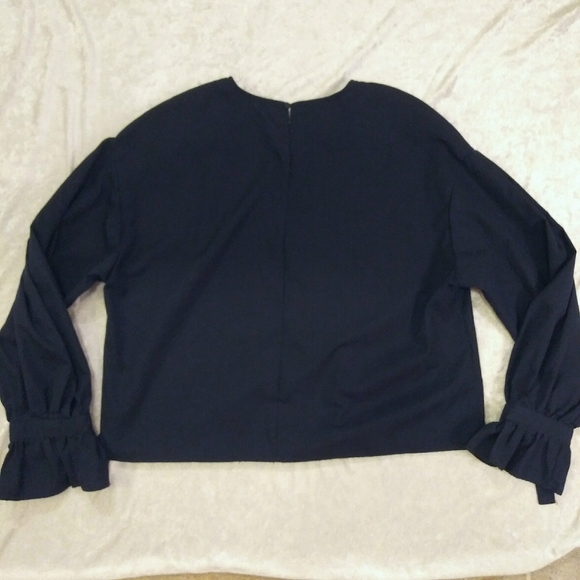 Bleuh Ciel Blue Embroidered Crop Top Long Sleeves - Picture 2 of 8